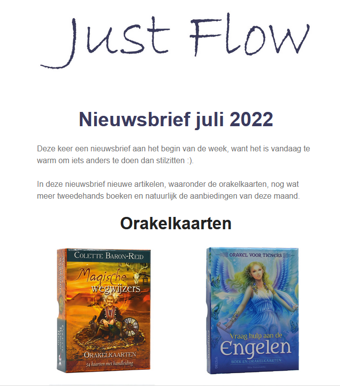 Screenshot Just Flow Nieuwsbrief